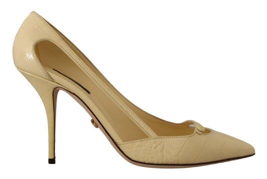 Gelbe Exotische Leder Stiletto Heel Pumps Schuhe
