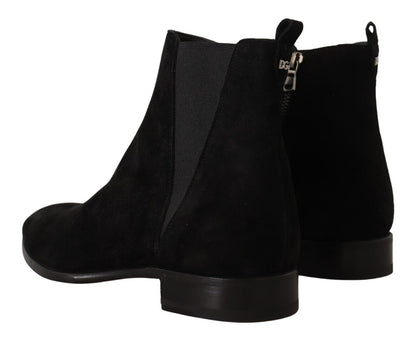 Schwarz Wildleder Leder Chelsea Herren Stiefel Schuhe