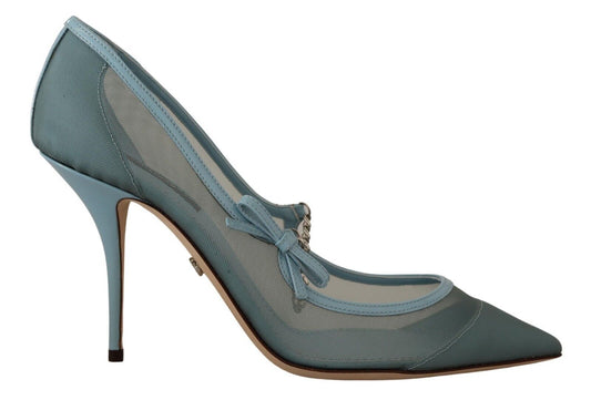 Blau Mesh Ketten Heels Pumps Mary Jane Schuhe