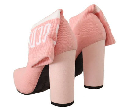 Rosa Wildleder Logo Socken Block Heel Stiefelette Schuhe