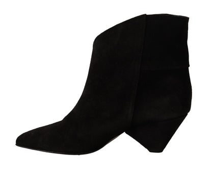 Schwarz Wildleder Leder Frauen Stiefeletten Fransen Schuhe