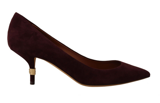 Lila Wildleder Leder Kitten Heels Pumps Schuhe