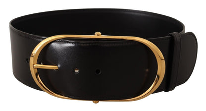 Schwarzes Leder Gold Metall Breite Taille Schnalle Gürtel