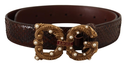 Brauner Exotenleder Logoschnalle Amore Gürtel