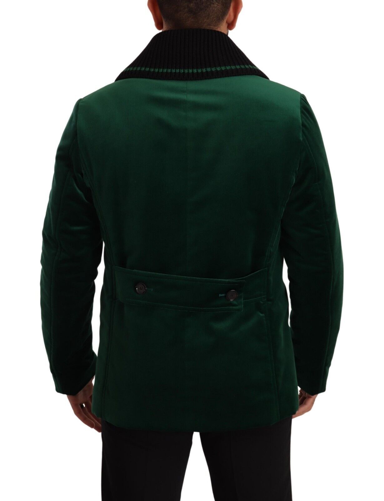 Zweireihige Jacke aus grünem Baumwollsamt