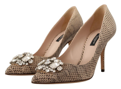 Nackt Exotisches Leder Kristall Absätze Pumps Schuhe