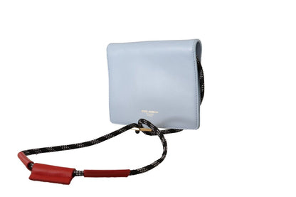 Hellblaues Leder Mini Bifold Sling Portemonnaie