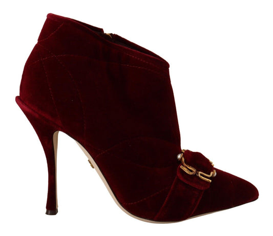 Bordeaux Samt Devotion Heels Stiefel Schuhe