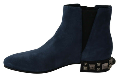 Blau Wildleder verschönert Nieten Stiefel Schuhe