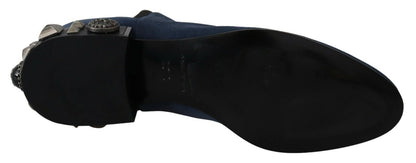 Blau Wildleder verschönert Nieten Stiefel Schuhe