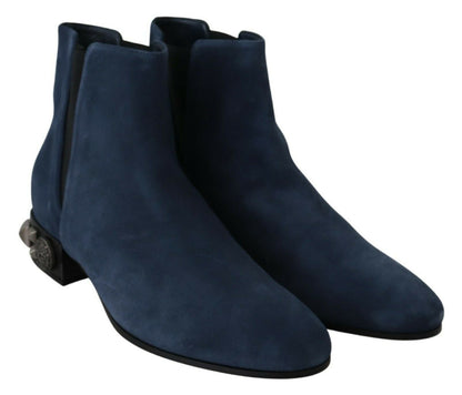 Blau Wildleder verschönert Nieten Stiefel Schuhe