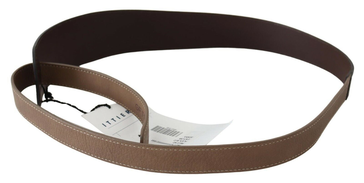 Brauner Logo-Taillengürtel aus echtem Leder