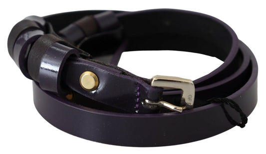 Schlanker Gürtel mit silberner Logo-Schnalle für Frauen