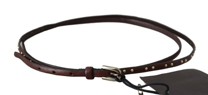 Brauner Leder Nietengürtel mit Schnalle für die Taille