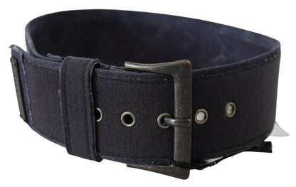 Schwarz Marineblau Breiter Quadratischer Rustikaler Schnallengürtel