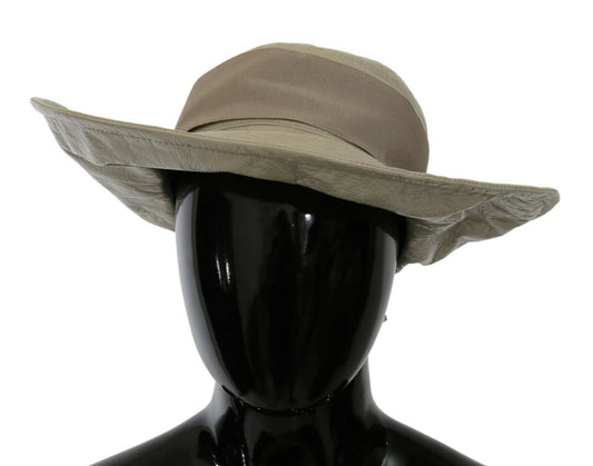 Beige 100% Lammleder Breite Krempe Panamahut