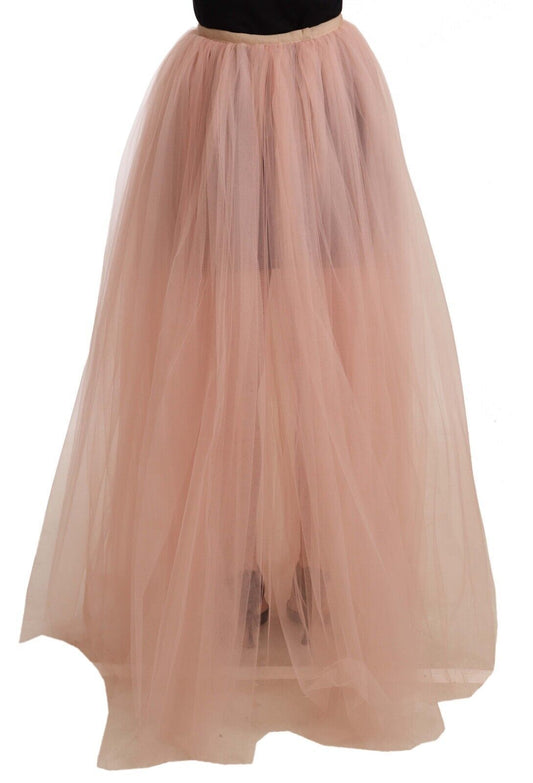 Rosa Nylon Mesh Sheer Boden Länge Rock
