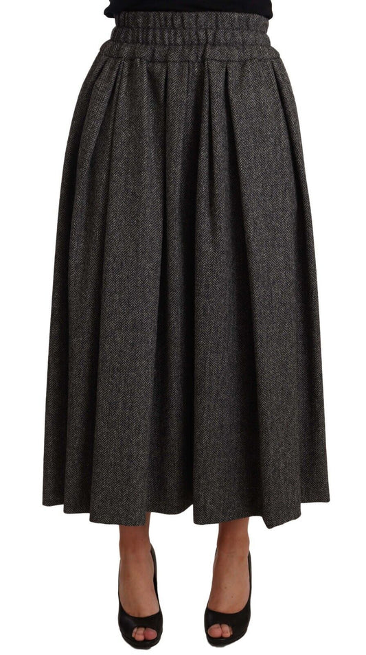 Grauer Rock aus Wolle mit hoher Taille in A-Linie PIECE