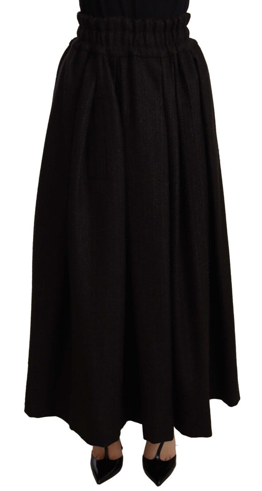 Schwarzer Maxirock aus Wolle mit hoher Taille PIECE