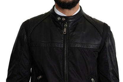 Schwarzes Nylon durchgehender Reißverschluss Männer Bomber Mantel Jacke