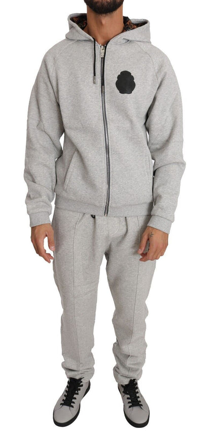 Graues Baumwollpullover-Hosen-Set Trainingsanzug