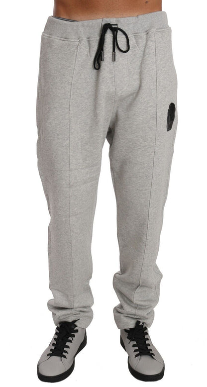 Graues Baumwollpullover-Hosen-Set Trainingsanzug