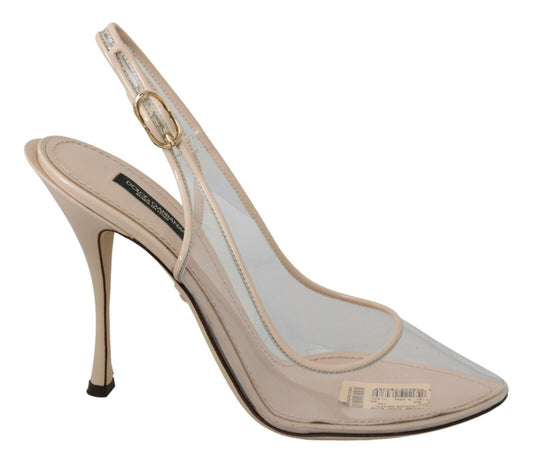 Slingback PVC Beige Klar High Heels Schuhe