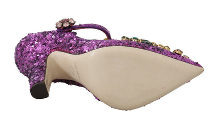 Lila Pailletten Leder Kristall Sandale Schuhe