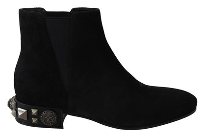 Schwarz Wildleder verschönert Nieten Stiefel Schuhe