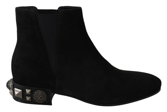 Schwarz Wildleder verschönert Nieten Stiefel Schuhe