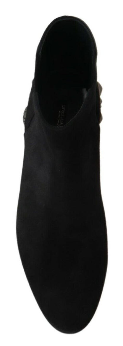 Schwarz Wildleder verschönert Nieten Stiefel Schuhe