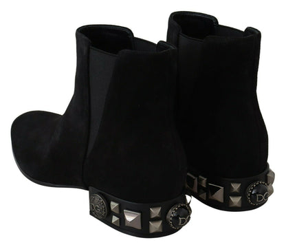 Schwarz Wildleder verschönert Nieten Stiefel Schuhe