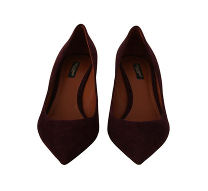 Lila Wildleder Leder Kitten Heels Pumps Schuhe
