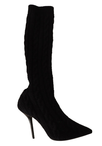 Schwarze Stretch-Socken Kniestrümpfe Schuhe