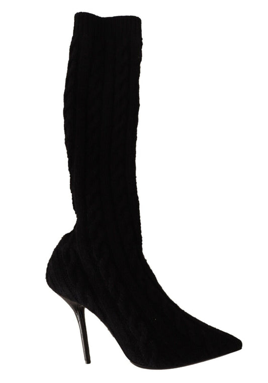 Schwarze Stretch-Socken Kniestrümpfe Schuhe