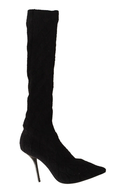 Schwarze Stretch-Socken Kniestrümpfe Schuhe