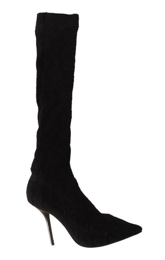 Schwarze Stretch-Socken Kniestrümpfe Schuhe
