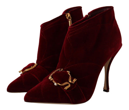 Bordeaux Samt Devotion Heels Stiefel Schuhe