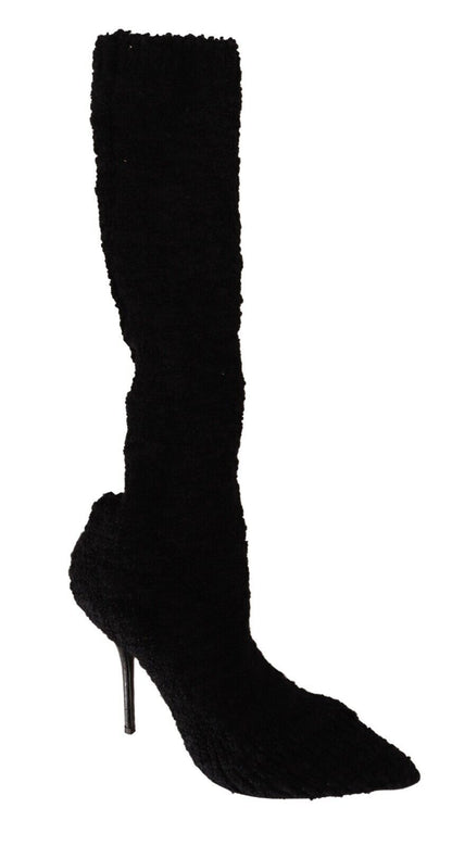 Schwarze Stretch-Socken Kniestrümpfe Schuhe