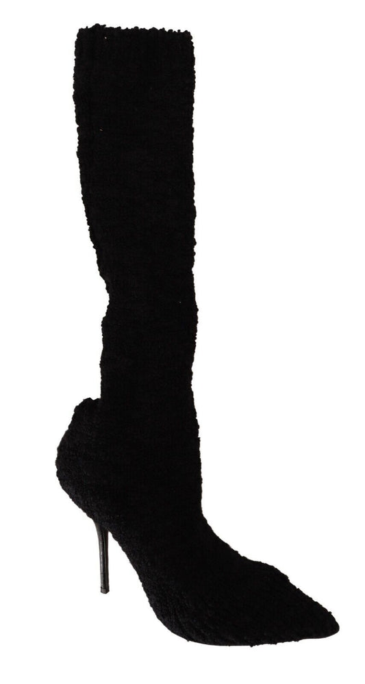 Schwarze Stretch-Socken Kniestrümpfe Schuhe