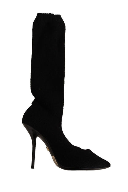 Schwarze Stretch-Socken Kniestrümpfe Schuhe