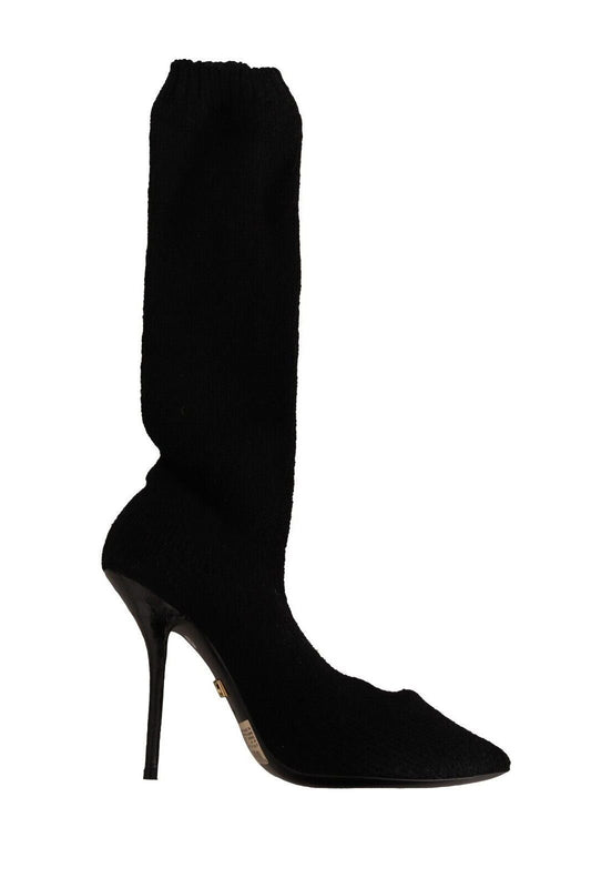 Schwarze Stretch-Socken Kniestrümpfe Schuhe