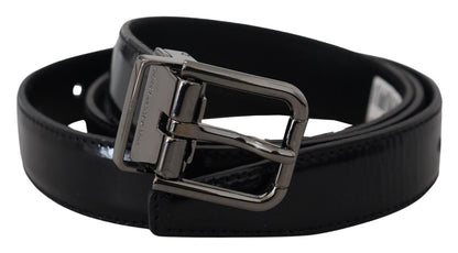 Schwarzes Leder Silberton Metallschnalle Männer Gürtel