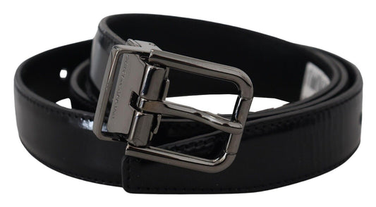 Schwarzes Leder Silberton Metallschnalle Männer Gürtel