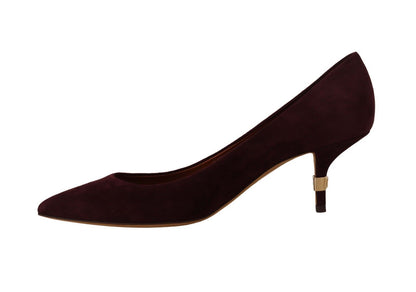 Lila Wildleder Leder Kitten Heels Pumps Schuhe