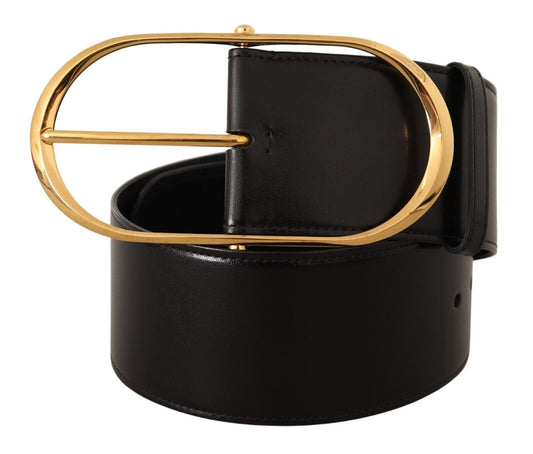 Schwarzes Leder Gold Metall Breite Taille Schnalle Gürtel