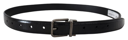 Schwarzes Leder Silberton Metallschnalle Männer Gürtel