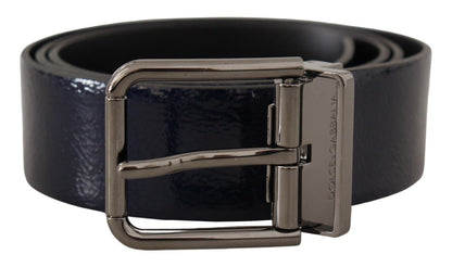 Blaues Lackleder Vernice Silberne Logoschnalle Gürtel