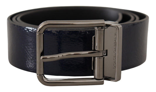 Blaues Lackleder Vernice Silberne Logoschnalle Gürtel