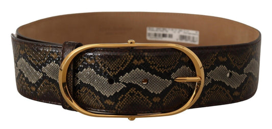 Brauner Pythonledergürtel mit ovaler Schnalle